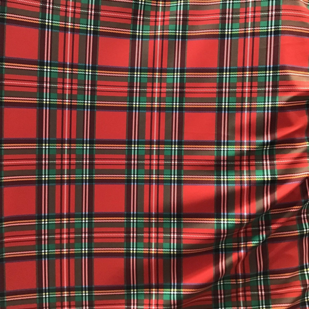 Red Green Plaid Spandex Fabric