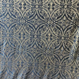 Navy Motif Stretch Burnout Velvet Fabric