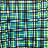 Turquoise Teal Plaid Spandex Fabric