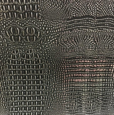 Black Silver Two Tone Alligator Vinyl Fabric / 40 Yards Roll