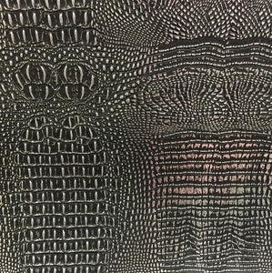 Black Silver Two Tone Alligator Vinyl Fabric