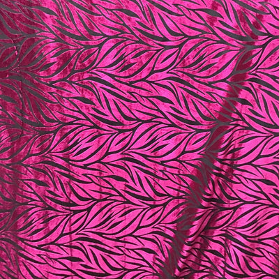 Fuchsia Embroidery Stretch Burnout Velvet Fabric