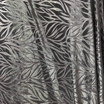 Gray Silver Embroidery Stretch Burnout Velvet Fabric