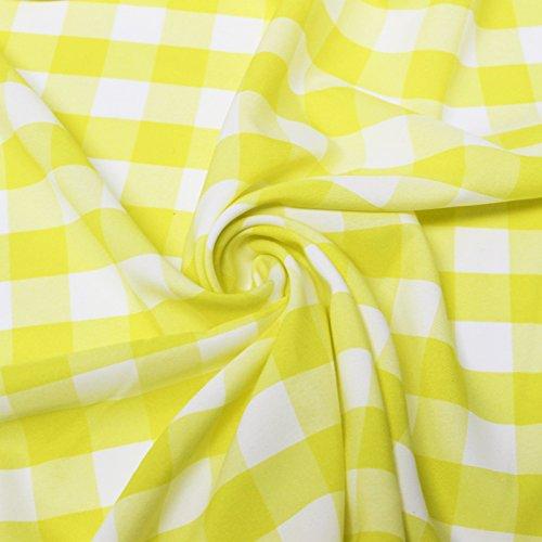 Yellow Checkered Gingham Polyester Poplin Fabric