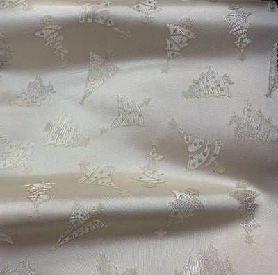 Gold White Metallic Christmas Trees Brocade fabric