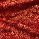 Red Gold Metallic Christmas Snow Flake Brocade fabric