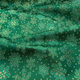Green Gold Metallic Christmas Snow Flake Brocade fabric