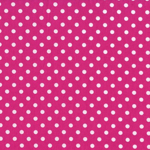 1/4" inches White on Fuchsia Dots Poly Cotton Fabric