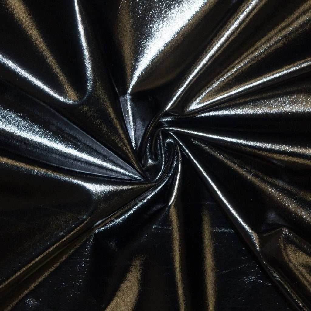 Black Spandex Lame Foil Stretch Metallic Fabric