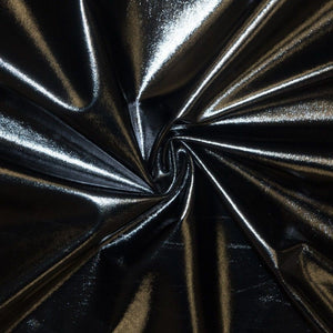 Black Spandex Lame Foil Stretch Metallic Fabric / 50 Yards Roll