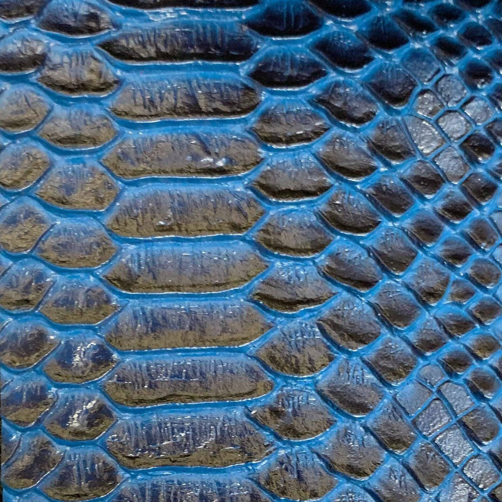 Blue Navy Faux Viper Sopythana Snake Skin Vinyl Fabric / 40 Yards Roll