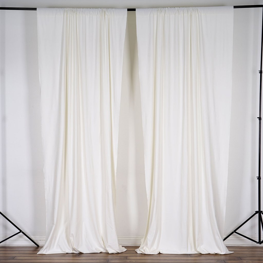 10 Ft x 10 Ft Ivory Polyester Backdrop Drapes Curtains 2 Panels 5x10