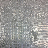 Gray Silver Two Tone Alligator Vinyl Fabric