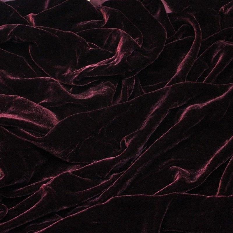 IRIDESCENT BRICK RED Silk Velvet Fabric 