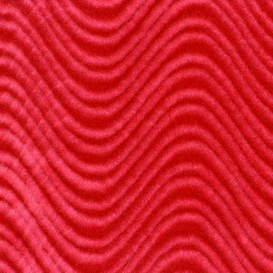 Red Velvet Flocking Swirl Upholstery Fabric