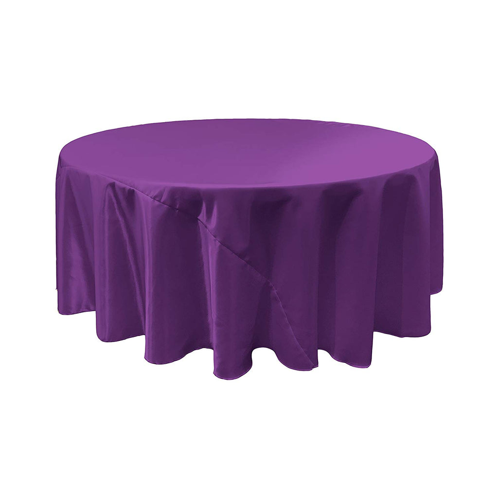 Purple Satin Round Tablecloth 120"