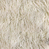 Ivory Faux Fake Mongolian Animal Fur Fabric Long Pile