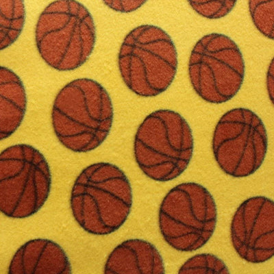 Basketballs on Yellow Anti Pill Print Fleece Fabric