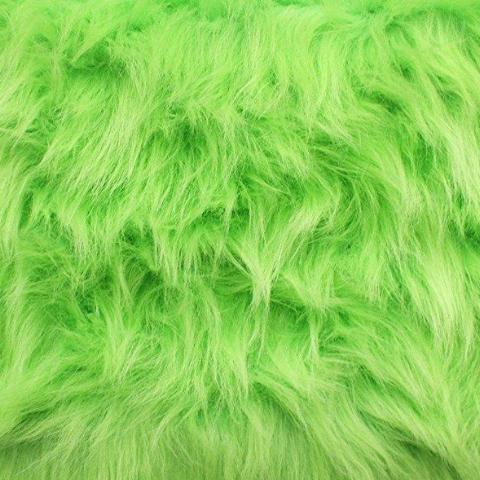Lime Faux Fake Fur Solid Shaggy Long Pile Fabric