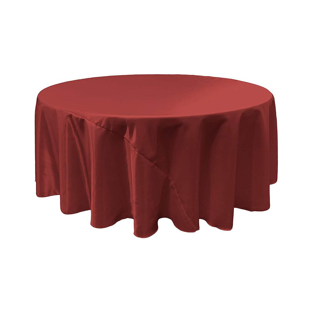 Burgundy Bridal Satin Round Tablecloth 132"