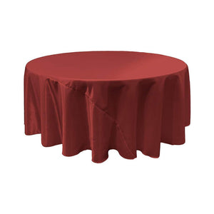 Burgundy Bridal Satin Round Tablecloth 108"