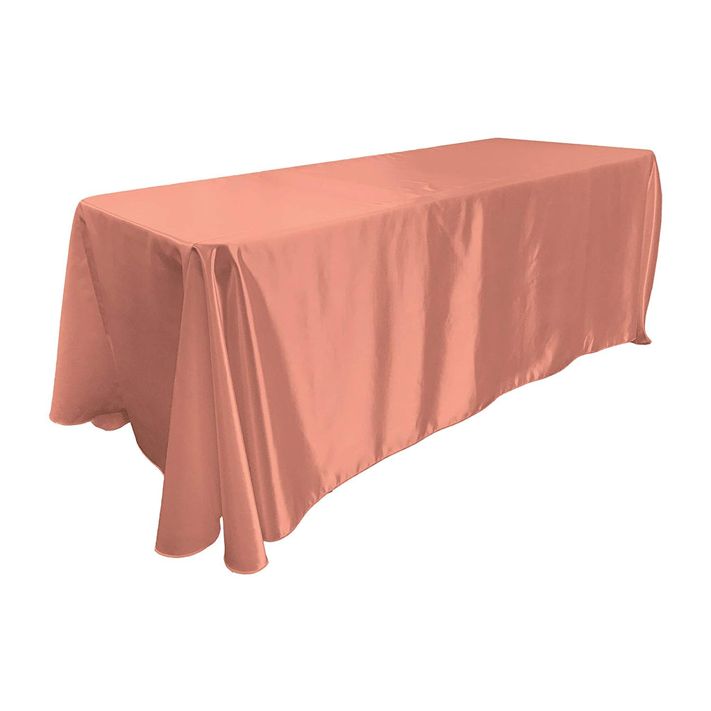 Dusty Rose Bridal Satin Rectangular Tablecloth 90 x 156"