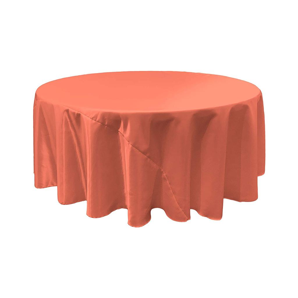 Coral Bridal Satin Round Tablecloth 132"