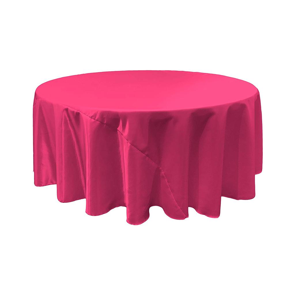 Fuchsia Bridal Satin Round Tablecloth 132"