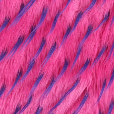 Fuchsia Purple Two Tone Spiked Shaggy Long Pile Fur Fabric