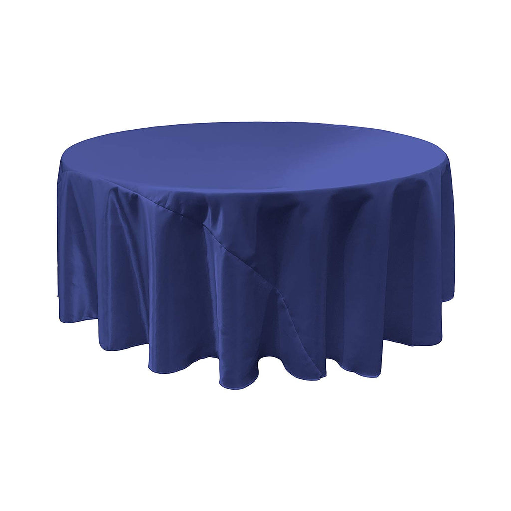 Royal Blue Bridal Satin Round Tablecloth 120"