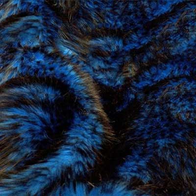 Blue Black Faux Fake Fur Husky Long Pile
