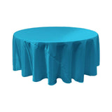 Turquoise Bridal Satin Round Tablecloth 132"