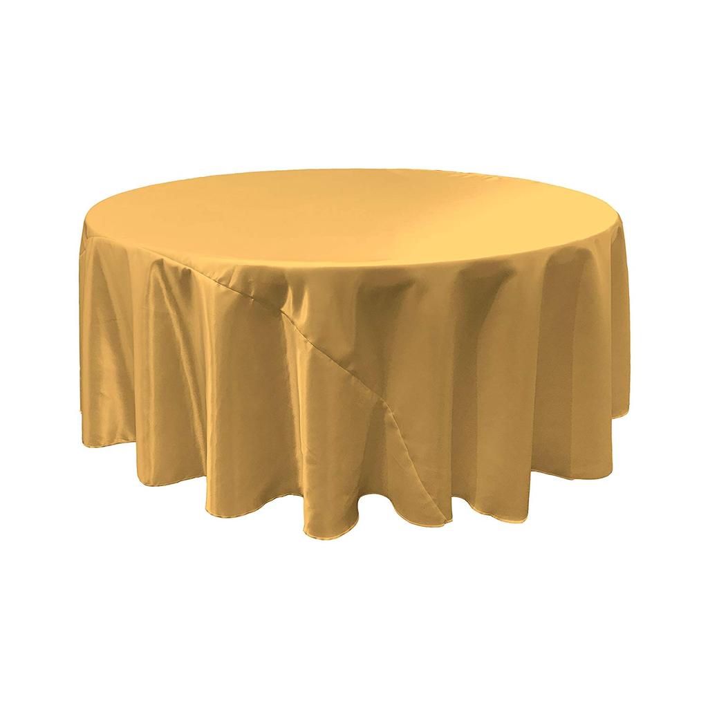 Gold Bridal Satin Round Tablecloth 90"