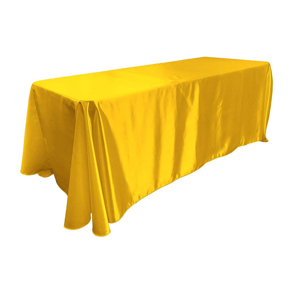 Yellow Bridal Satin Rectangular Tablecloth 90 x 132"