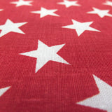 White Stars on Red Poly Cotton Fabric