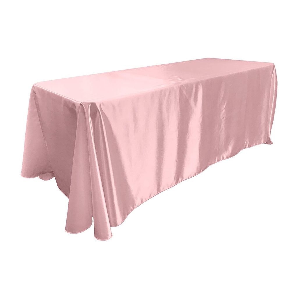Light Pink Bridal Satin Rectangular Tablecloth 90 x 156"
