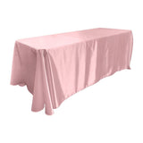Light Pink Bridal Satin Rectangular Tablecloth 90 x 132"