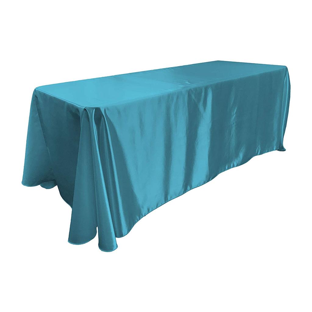 Turquoise Bridal Satin Rectangular Tablecloth 90 x 132"