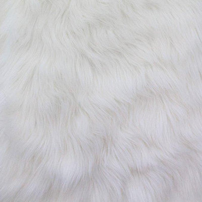 White Faux Fake Fur Solid Shaggy Long Pile Fabric