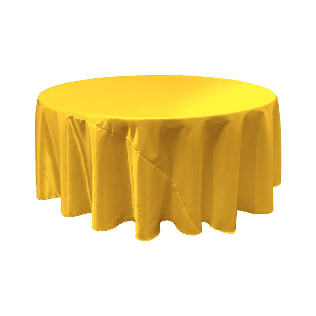 Yellow Bridal Satin Round Tablecloth 132"