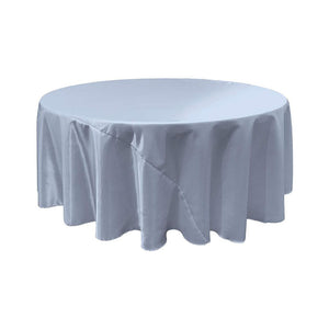 Light Blue Bridal Satin Round Tablecloth 132"