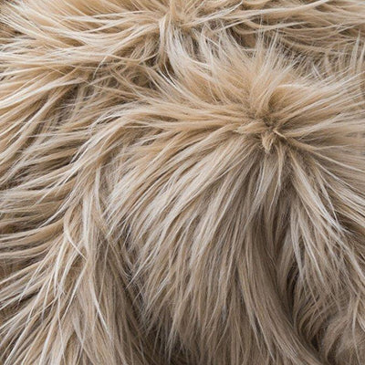Khaki Faux Fake Fur Solid Shaggy Long Pile Fabric