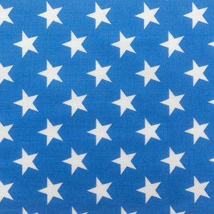 White Stars on Blue Poly Cotton Fabric
