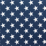 White Stars on Navy Poly Cotton Fabric