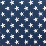 White Stars on Navy Poly Cotton Fabric