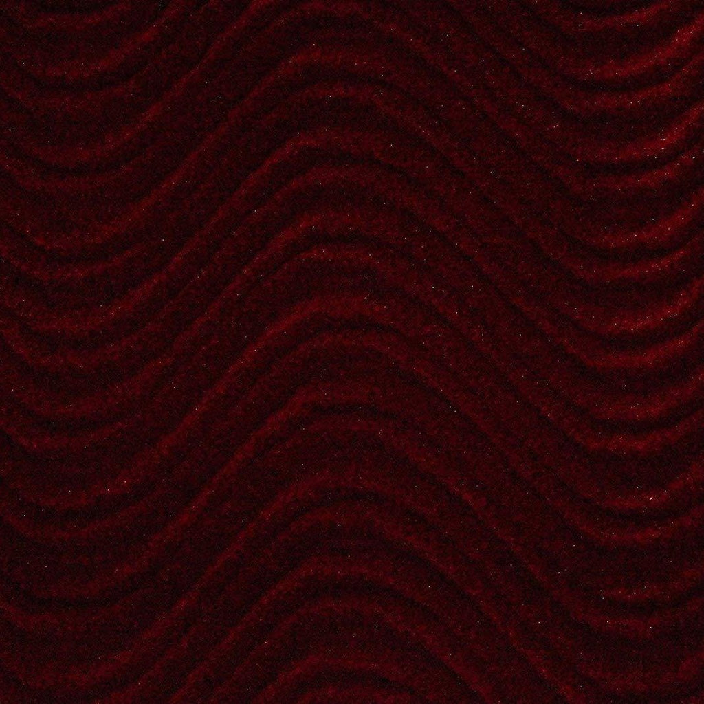 Burgundy Velvet Flocking Swirl Upholstery Fabric / 50 Yards Roll