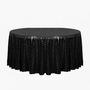 120" Black Glitz Sequin Round Tablecloth