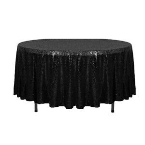 108" Black Glitz Sequin Round Tablecloth