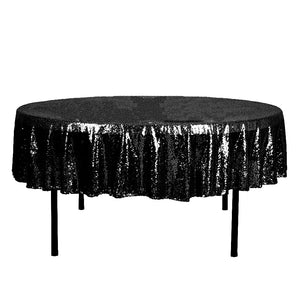90" Black Glitz Sequin Round Tablecloth