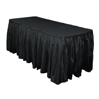 14 Ft. Hunter Black Accordion Pleat Satin Table Skirt